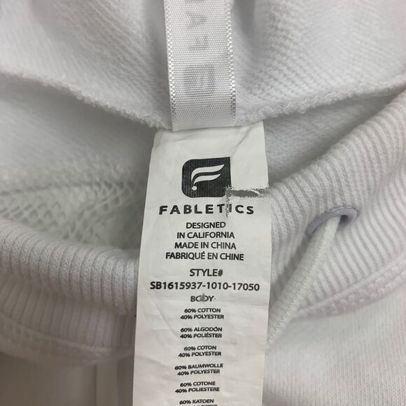 Fabletics Hoodie Womens L Large White Mesh Panel Terry Sudadera Sirena Pullover - Picture 8 of 15